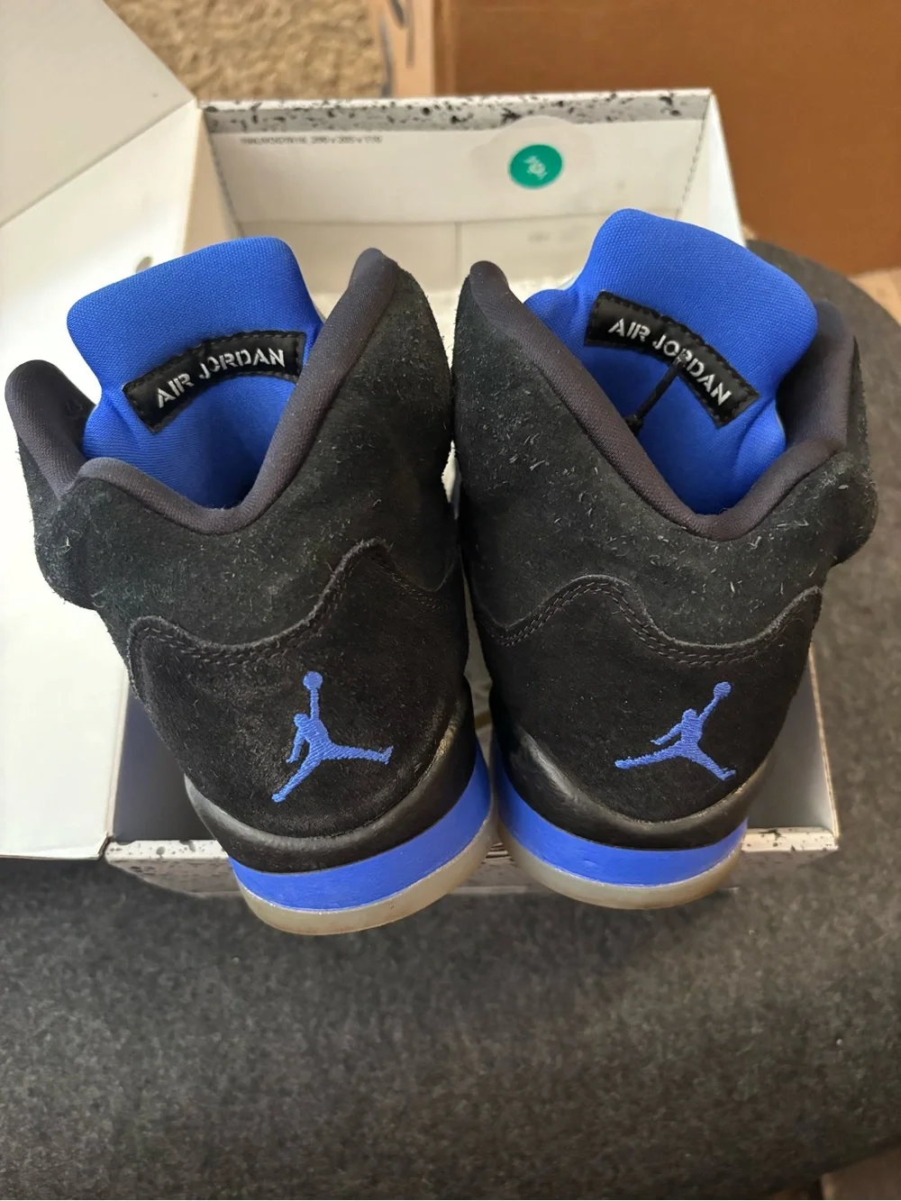 Jordan Black and Royal Blue High-Top Sneakers